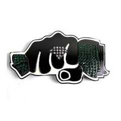 Green Rhinestones Money Clear Diamond Knuckle Fist HIP HOP Black Men Belt Buckle
