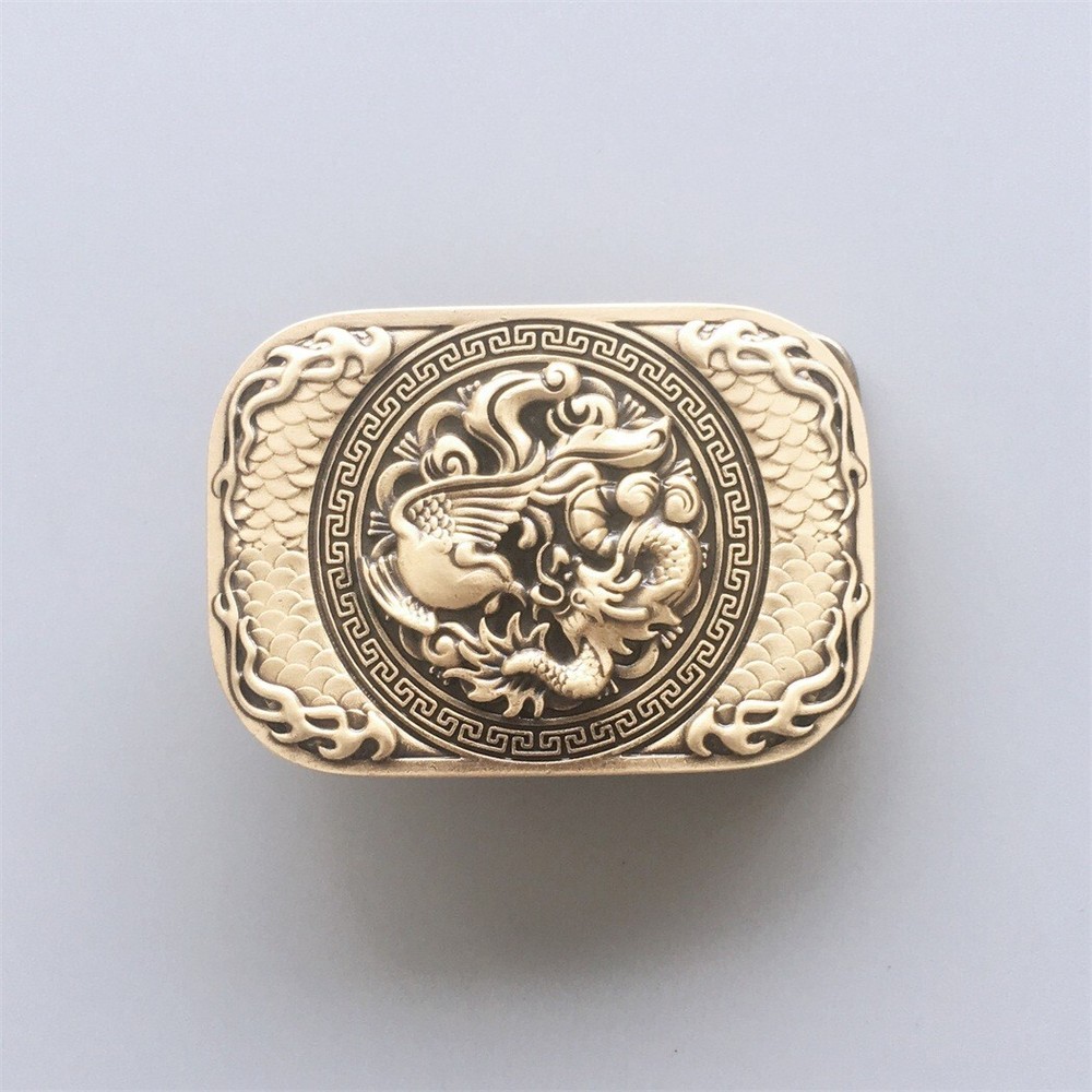 Dragon Rectangle Solid Brass Belt Buckle Gurtelschnalle Boucle de Ceinture