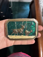 The Great American Buckle Co. Green Deer Hunting Belt Buckle Rectangular 520