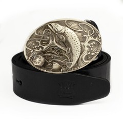 German silver belt buckle Trout, fisherman Salmonidae buckle, fisherman gift