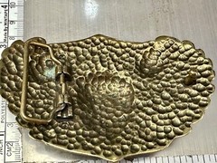 Dimensional Skull Head With Wings And Flowers – Raised Metal Belt Buckle