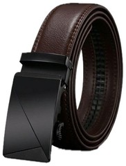 THS Leather Ratchet Belt for Men – Automatic Click Buckle, 36-40, Brown