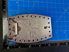 Jeweled Peace Sign Studded Rhinestone Silver Tone Belt Buckle W/ Hole Border