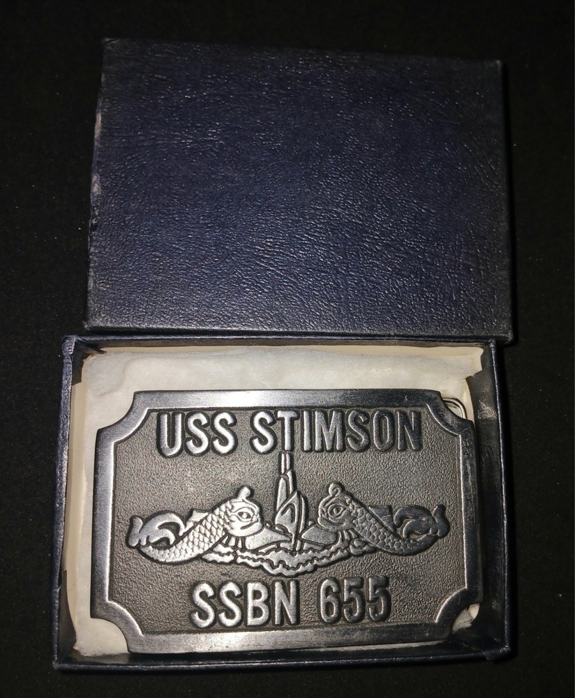 VINTAGE USS HAMMERHEAD SSN 663 METAL BELT BUCKLE HIT LINE USA 3-3/8&Prime; X 2-1/8&Prime;NOS