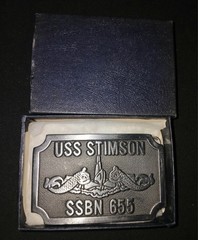 VINTAGE USS HAMMERHEAD SSN 663 METAL BELT BUCKLE HIT LINE USA 3-3/8&Prime; X 2-1/8&Prime;NOS