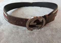 GUCCI Pre-Owned Brown Leather Striped Belt Vintage