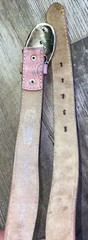 Horse Shoe Pink Tooled Leather Belt Buckle Barrel Rider Rodeo 26 Cowgirl Country