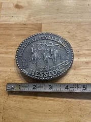 Hesston Vintage Rodeo Belt Buckle 1989 METAL Original Wrap National Finals NFR