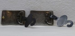 Lot of 2 Vintage Masarimo Steel Metal Belt Buckles – X Symbol or Triangle Design