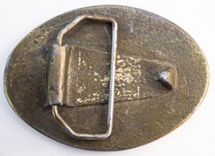 Vtg Brass Buffalo Nickel Bison Hammered Oval Belt Buckle Five Cents Western 70s