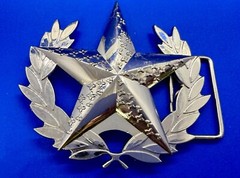 Star Olive Leaves Reflective Silver Color Openwork Belt Buckle W/ Bottle Opener