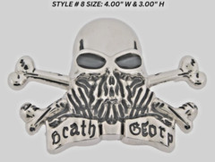 Skull Belt Buckle Silver Metal Skeleton Crossbones Pirate Sign Halloween Party