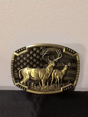 American Flag Deer Hunting Belt Buckle – Buck & Doe