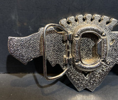 187 Inc Belt Buckle Guns Crest Emblem Black Enamel Silver Tone w/ Bottle Opener