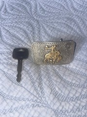 Western Gold/Silver Carved Flower Pattern Metal Belt Buckle