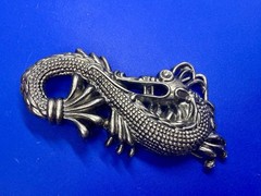 Mystical Chinese Dragon Mythology Figural Cutout Silver Color Belt Buckle