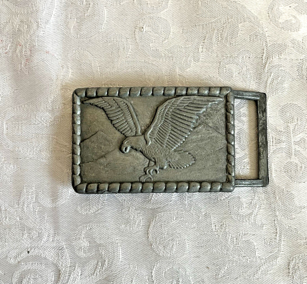 Vintage Eagle Belt Buckle Cast Metal Pewter Finish Western Americana USA Patriot