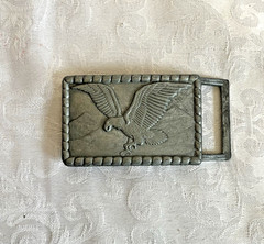 Vintage Eagle Belt Buckle Cast Metal Pewter Finish Western Americana USA Patriot