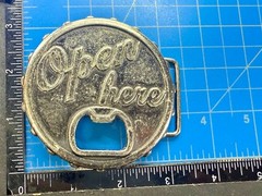 OPEN HERE Bar Party Pick Up Line Novelty Drinking Belt Buckle with Bottle Opener