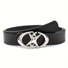 Stylish Oval Cross Buckle Belt Durable Simple Unisex Fashion Belt for Men Women