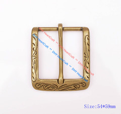 Retro Flower Carved Antique Brass Prong Pin Buckle Men Leather Belt Buckle 40mm