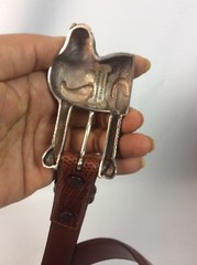 Barry Kieselstein cord sterling Silver Dog Labrador buckle Brown Lizard belt