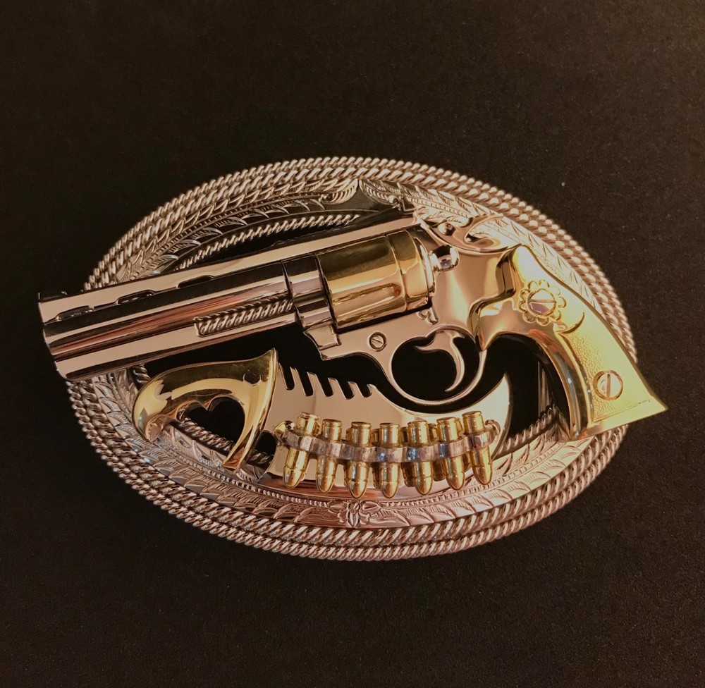 (MADE BY ORDER) BUCKLE HANDMADE STAINLESS STEEL WESTERN STYLE GUN PYTHON #3