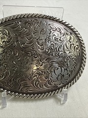 Nocona Men&rsquo;s Oval Scrolled Western Belt Buckle Silver