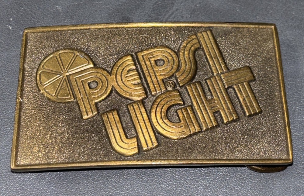Vintage Rare Adezy Denver Pepsi Light Soda Pop 1976 Brass Belt Buckle Good Shape