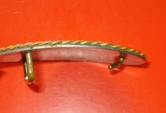 VTG Embroidered Roadrunner Leather Nickel Silver Belt Buckle