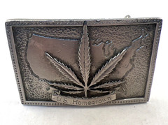 US Homegrown Silver Belt Buckle Square Outlaw Country Men Marijuana Hall of Fame