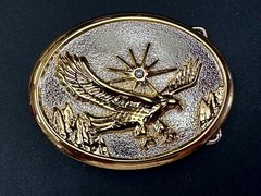 Majestic American Eagle Flying Wings Wide W/ Starburst Two Tone NOS Belt Buckle