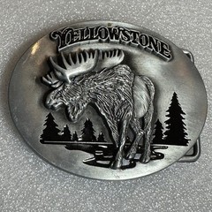 Yellowstone National Park Moose Belt Buckle Collectible Metal Silver Tone