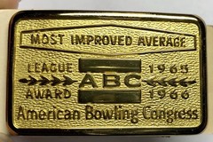 Vtg NOS 1965 1966 ABC Bowling League Award Belt Buckle American Congress Brass