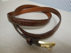 J. HILBURN Men&rsquo;s Brown Caiman Crocodile Belt Brass Buckle USA Size 47