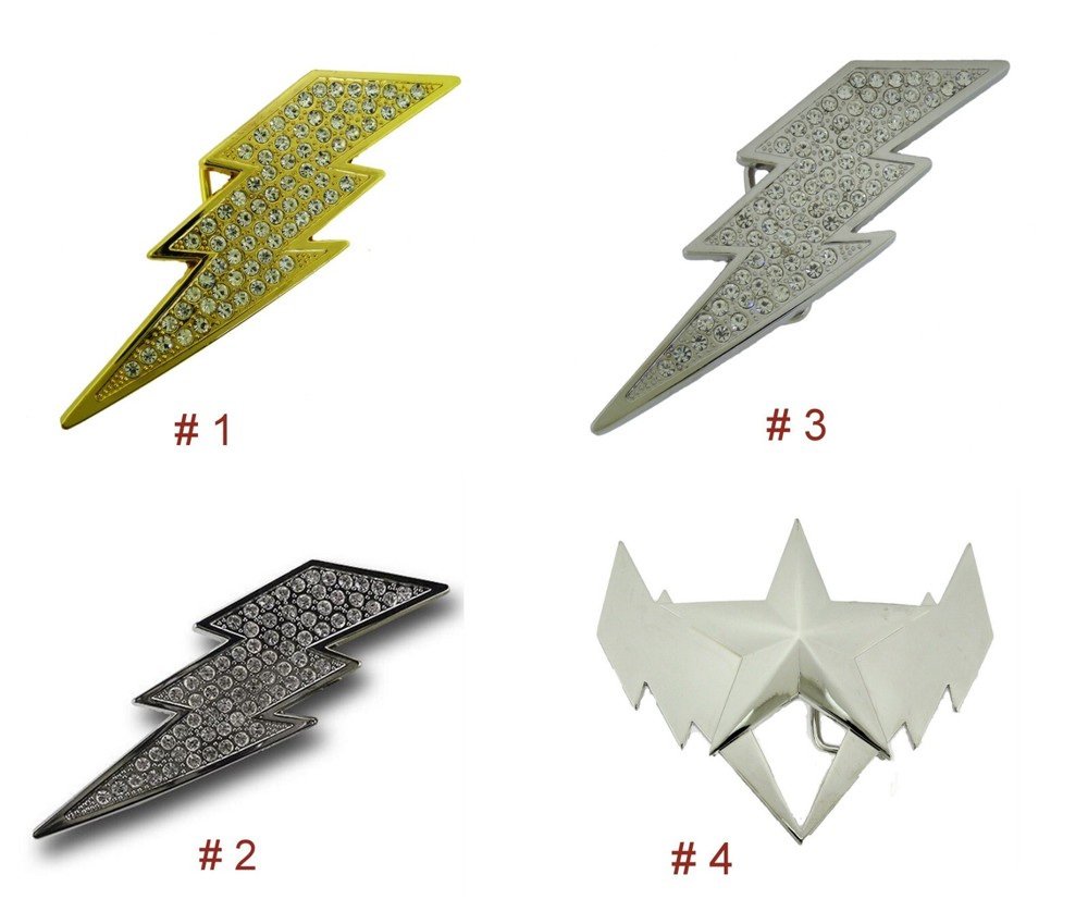 Lightning Bolt Belt Buckle Flash Silver Metal New Men Women Western Rodeo Cowboy