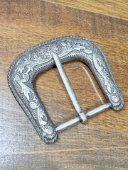 Antique Worn Western Floral Engraved Antique Belt Buckle 1 1/2&Prime;