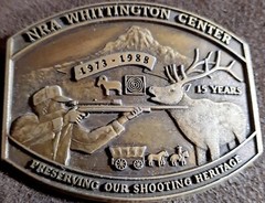 1988 NRA WHITTINGTON CENTER BELT BUCKLE 15 Year Brass USA 3.5×2.75&Prime;