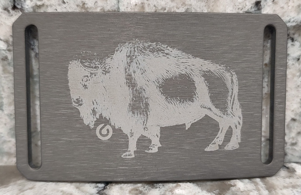 GRIP6 BELT BUCKLE – BISON / AMERICAN BUFFALO – GUNMETAL GRAY – 1.5 INCH WIDE