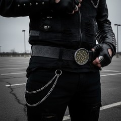 Men Women Silver Metal Buckle Gothic Fashion Brown Mini Skulls Biker Trucker