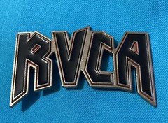 RVCA Belt Buckle Used Black Lettering Silver Red Clothing Accessory