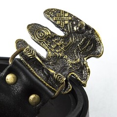 Handmade brass belt buckle Fighting Falcon, Solid hunting hawk sculptural