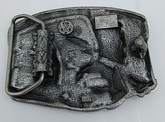 Vintage 1984 Oregon Trail Siskiyou Belt Buckle Pewter Gold Rush w/Eagle DETAILED