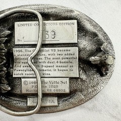 Vintage 1984 Vette Set 1956 Corvette Collectors Belt Buckle Made USA