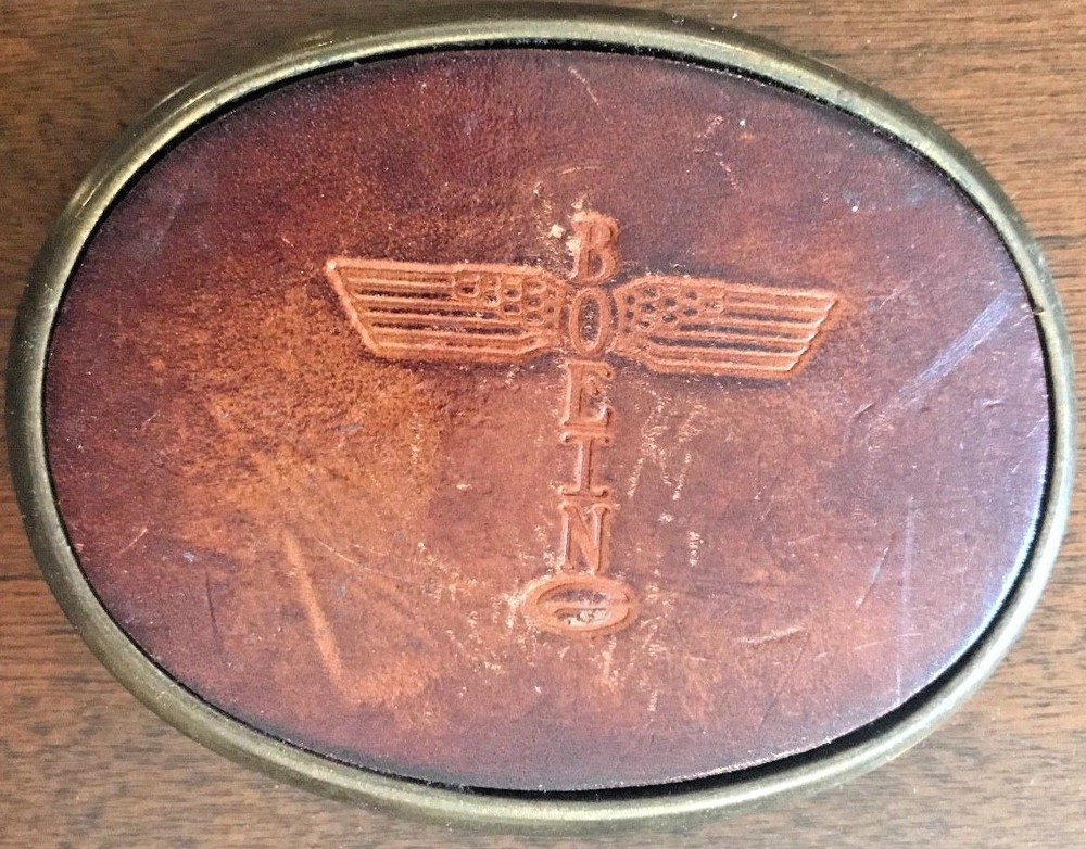 Vintage El Cid – Boeing Totem Logo in Leather and Brass Belt Buckle – Nice!!!