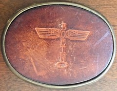 Vintage El Cid – Boeing Totem Logo in Leather and Brass Belt Buckle – Nice!!!