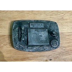 Vintage 1992 Caterpillar CAT Road Builders Belt Buckle Norscot Group Inc Pewter