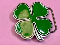 Lucky Four Leaf Clover Fine Pewter 2001 Great American Products Belt Buckle