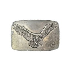 Vintage METAL EAGLE BELT BUCKLE &rsquo;77 LEWIS CORP PALATINE IL SIGNED VAP ON FRONT