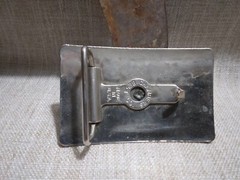 Vintage Chambers Belt Buckle, with a Horse Head and Brands, 3 inches x 2 inches
